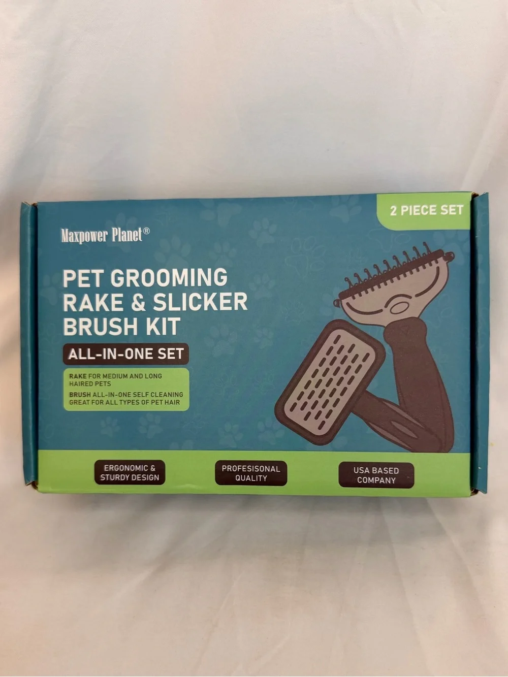 Maxpower Planet Dog Rake and Brush Set for Shedding, Undercoat & Mats